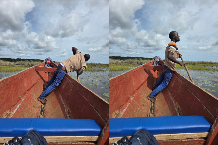 Mabamba Swamp poling the boat