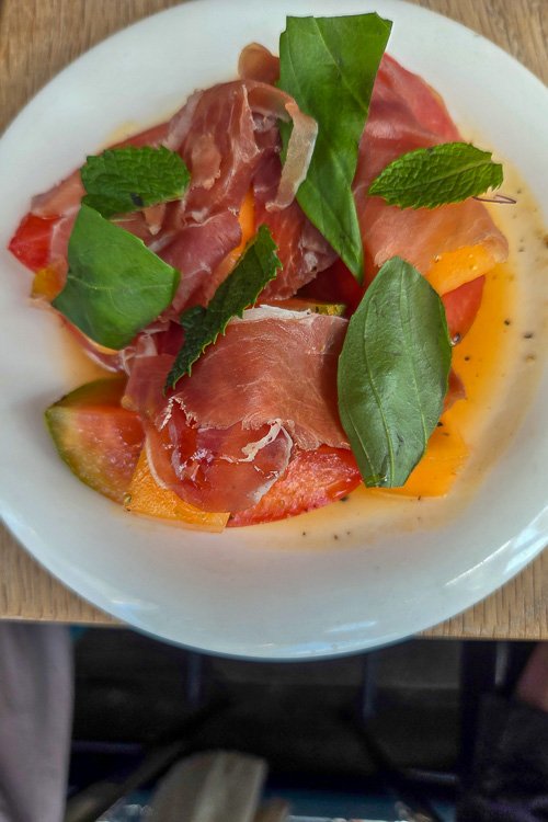 Melon and tomato salad at Ragu